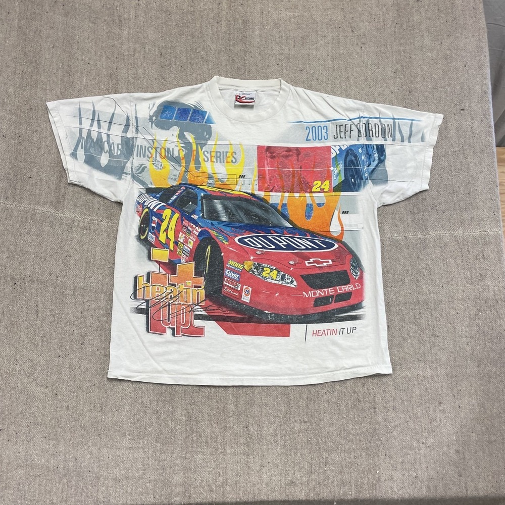 vintage Jeff Gordon nascar‎ shirt mens large white 2000s y2k full graphic nascar